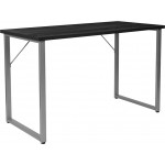 Harvey Black Finish Computer Desk with Silver Metal Frame