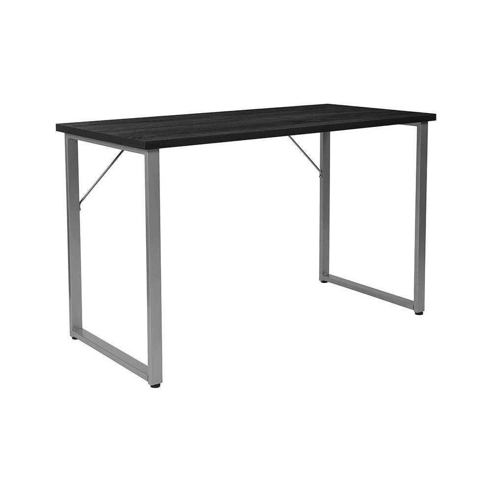 Harvey Black Finish Computer Desk with Silver Metal Frame