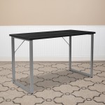 Harvey Black Finish Computer Desk with Silver Metal Frame