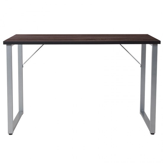 Harvey Black Finish Computer Desk with Silver Metal Frame