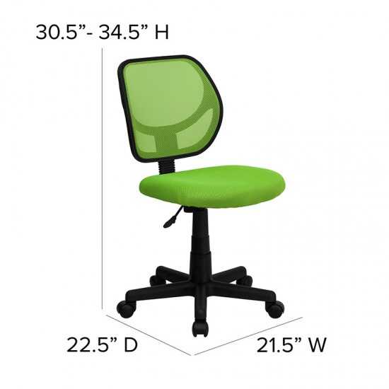 Low Back Green Mesh Swivel Task Office Chair