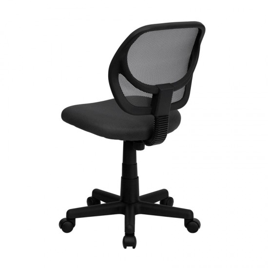 Low Back Gray Mesh Swivel Task Office Chair with Curved Square Back