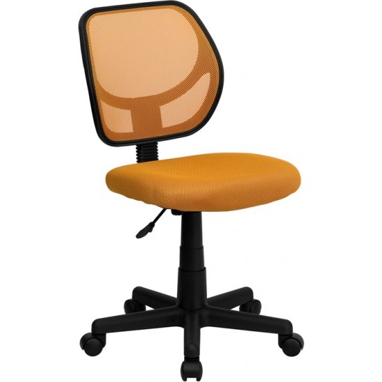 Low Back Orange Mesh Swivel Task Office Chair