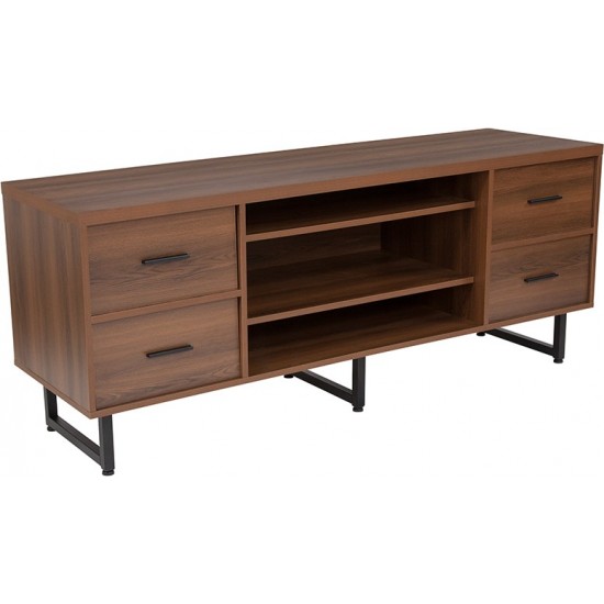 Lincoln Collection TV Stand in Rustic Wood Grain Finish