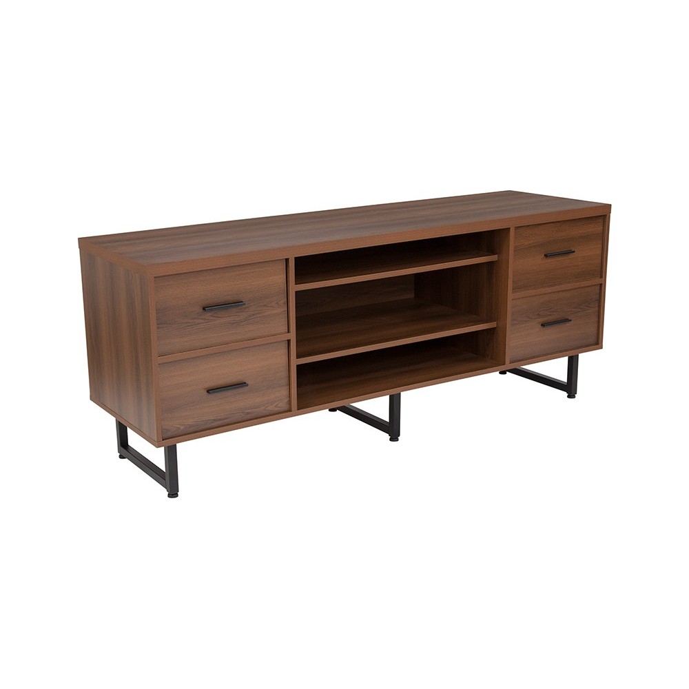 Lincoln Collection TV Stand in Rustic Wood Grain Finish