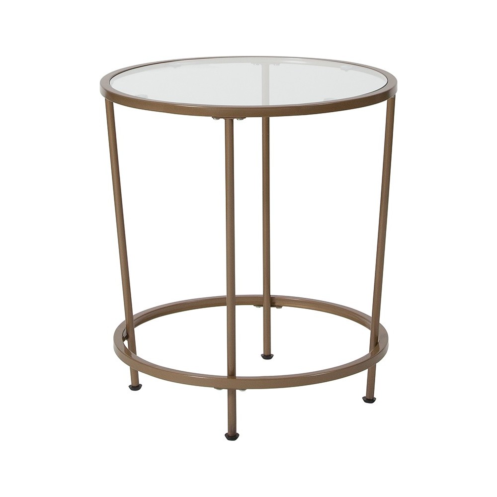 Astoria Collection Glass End Table with Matte Gold Frame Astoria Collection Glass End Table with Matte Gold Frame