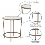 Astoria Collection Glass End Table with Matte Gold Frame