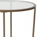 Astoria Collection Glass End Table with Matte Gold Frame
