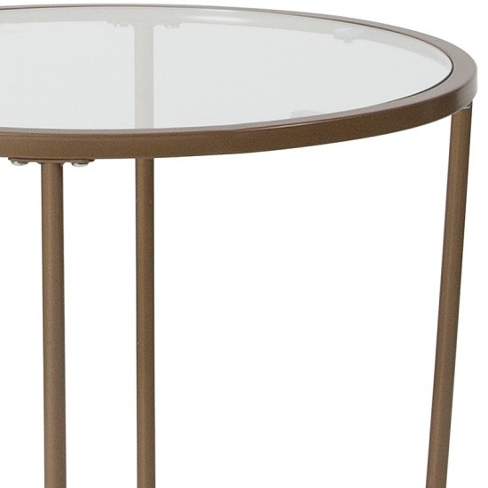 Astoria Collection Glass End Table with Matte Gold Frame