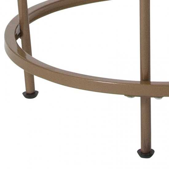 Astoria Collection Glass End Table with Matte Gold Frame