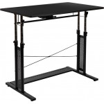 Height Adjustable (27.25-35.75"H) Sit to Stand Home Office Desk - Black