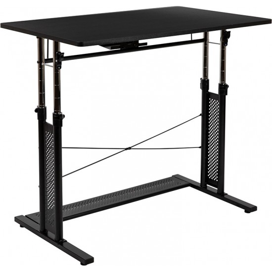 Height Adjustable (27.25-35.75"H) Sit to Stand Home Office Desk - Black