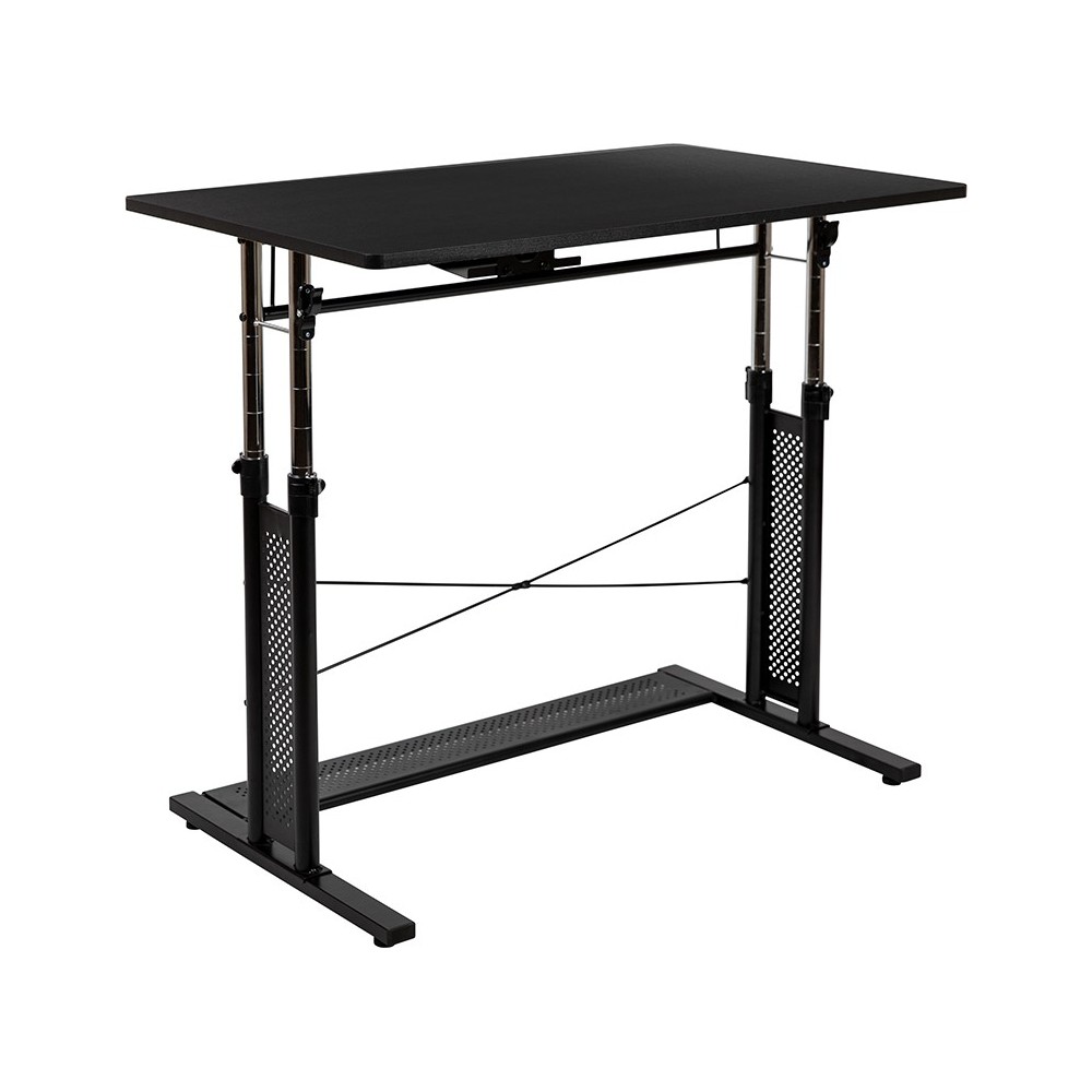 Height Adjustable (27.25-35.75"H) Sit to Stand Home Office Desk - Black