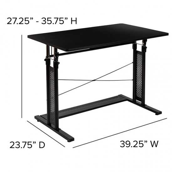 Height Adjustable (27.25-35.75"H) Sit to Stand Home Office Desk - Black