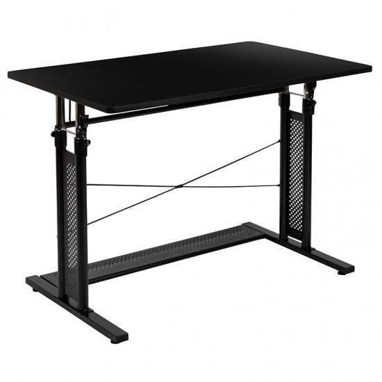 Height Adjustable (27.25-35.75"H) Sit to Stand Home Office Desk - Black