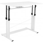 Height Adjustable (27.25-35.75"H) Sit to Stand Home Office Desk - White