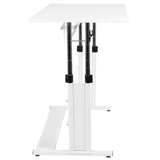 Height Adjustable (27.25-35.75"H) Sit to Stand Home Office Desk - White