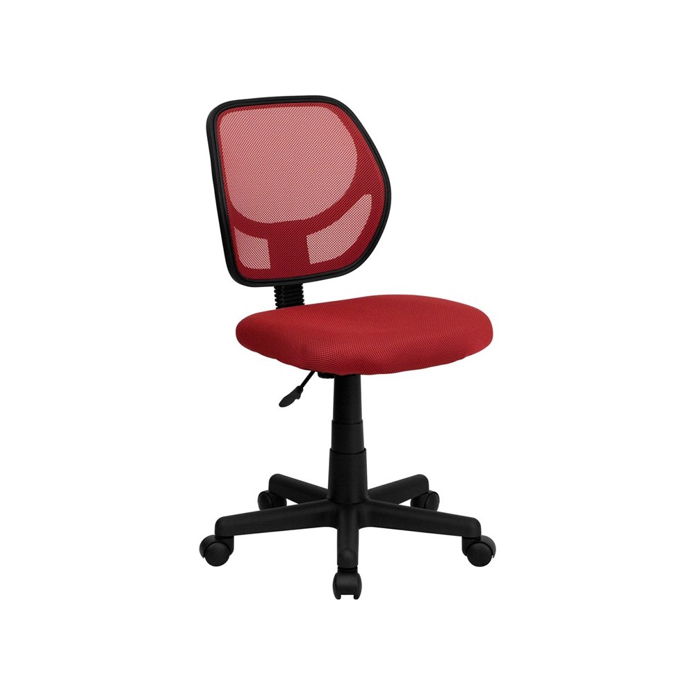 Low Back Red Mesh Swivel Task Office Chair