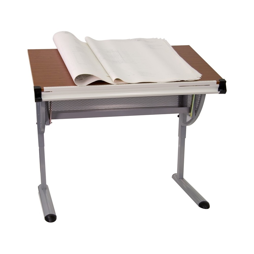 Adjustable Drawing and Drafting Table with Pewter Frame