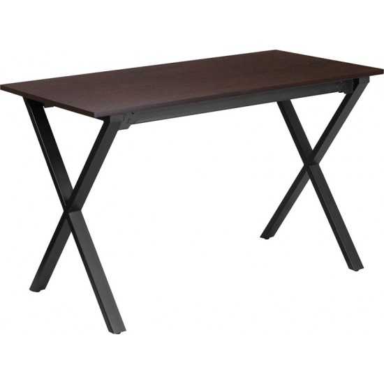 47.5''W x 23.75''D Walnut Computer Desk with Black Metal Frame