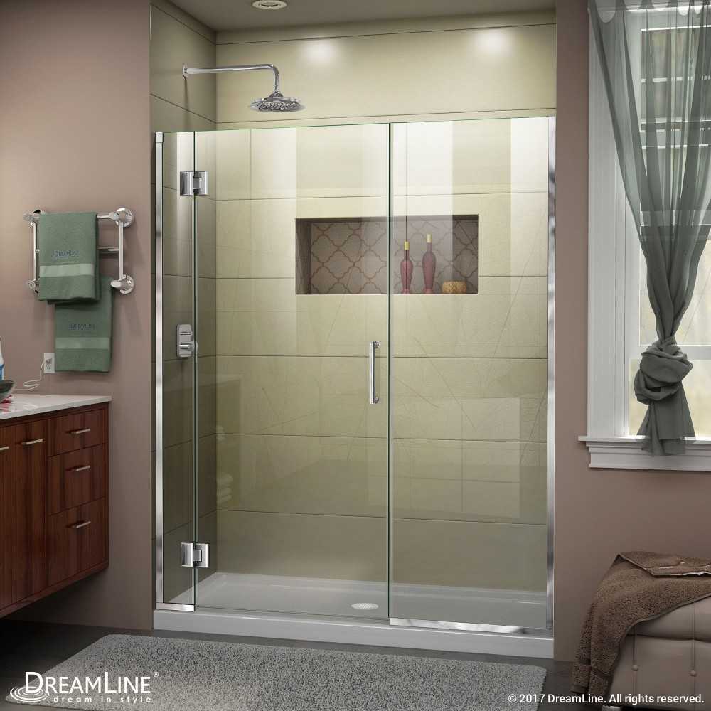 Unidoor-X 49 1/2-50 in. W x 72 in. H Frameless Hinged Shower Door in Chrome