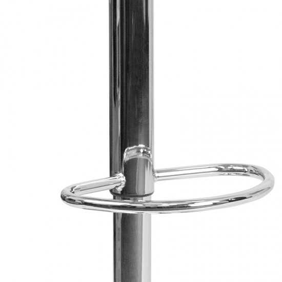 Contemporary Gray Vinyl Adjustable Height Barstool with Quilted Wave Seat and Chrome Base