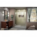 Unidoor-X 46-46 1/2 in. W x 72 in. H Frameless Hinged Shower Door in Brushed Nickel