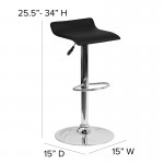 Contemporary Black Vinyl Adjustable Height Barstool with Solid Wave Seat and Chrome Base