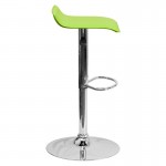 Contemporary Green Vinyl Adjustable Height Barstool with Solid Wave Seat and Chrome Base