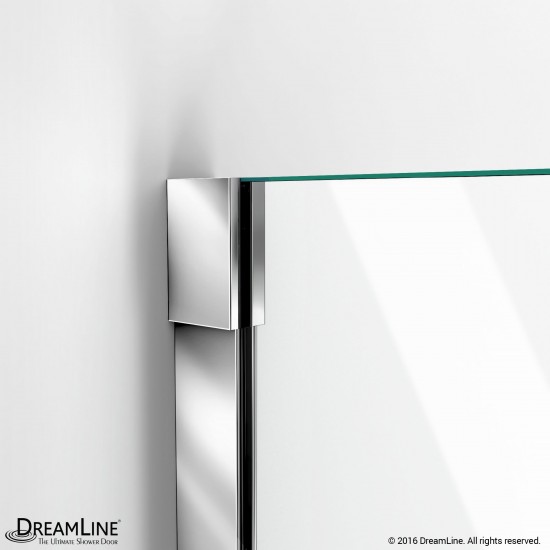 Unidoor-X 53-53 1/2 in. W x 72 in. H Frameless Hinged Shower Door in Chrome