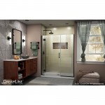 Unidoor-X 66-66 1/2 in. W x 72 in. H Frameless Hinged Shower Door in Satin Black