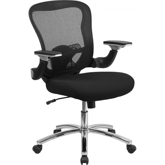 Mid-Back Black Mesh Executive Swivel Ergonomic Office Chair with Height Adjustable Flip-Up Arms