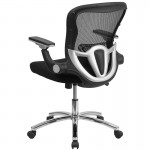 Mid-Back Black Mesh Executive Swivel Ergonomic Office Chair with Height Adjustable Flip-Up Arms