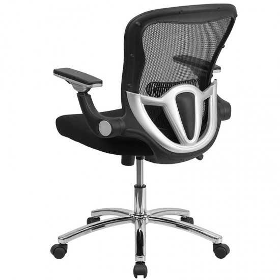 Mid-Back Black Mesh Executive Swivel Ergonomic Office Chair with Height Adjustable Flip-Up Arms