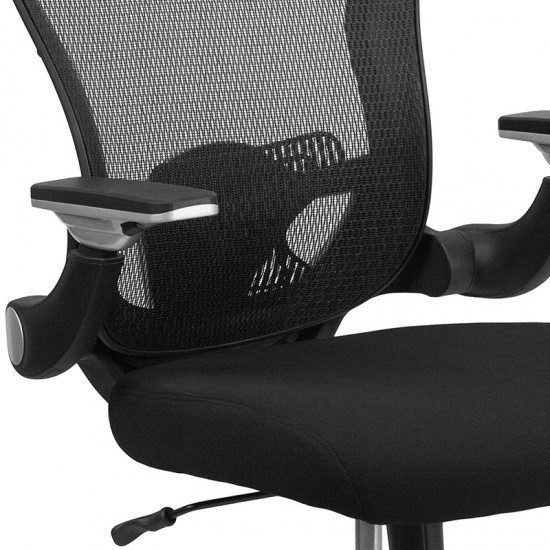 Mid-Back Black Mesh Executive Swivel Ergonomic Office Chair with Height Adjustable Flip-Up Arms