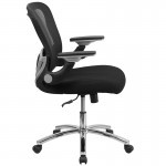 Mid-Back Black Mesh Executive Swivel Ergonomic Office Chair with Height Adjustable Flip-Up Arms