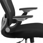 Mid-Back Black Mesh Executive Swivel Ergonomic Office Chair with Height Adjustable Flip-Up Arms