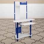 Blue Corner Computer Desk with Hutch