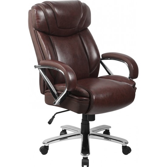 Big & Tall 500 lb. Rated Brown LeatherSoft Executive Swivel Ergonomic Office Chair with Extra Wide Seat