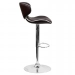 Contemporary Cozy Mid-Back Brown Vinyl Adjustable Height Barstool with Chrome Base