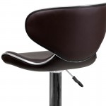 Contemporary Cozy Mid-Back Brown Vinyl Adjustable Height Barstool with Chrome Base