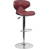 Contemporary Cozy Mid-Back Burgundy Vinyl Adjustable Height Barstool with Chrome Base