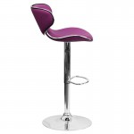 Contemporary Cozy Mid-Back Purple Vinyl Adjustable Height Barstool with Chrome Base