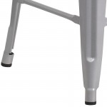 24" High Backless Silver Metal Counter Height Stool with Square Wood Seat