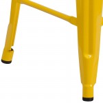 24" High Backless Yellow Metal Counter Height Stool with Square Wood Seat