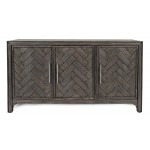 Gramercy Mid-Century Modern Chevron Three Door 60" Accent Cabinet