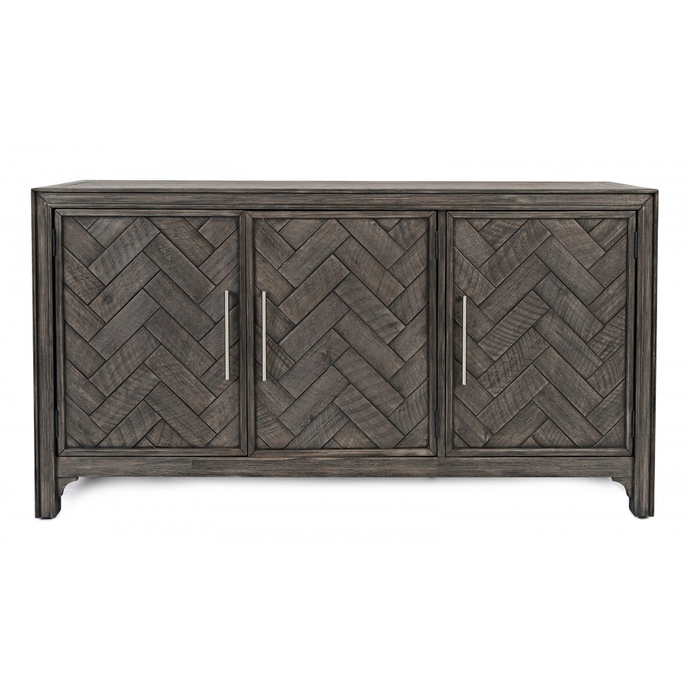 Gramercy Mid-Century Modern Chevron Three Door 60" Accent Cabinet