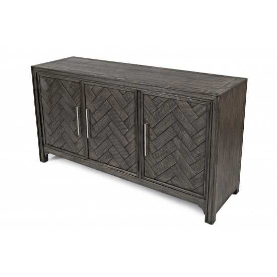 Gramercy Mid-Century Modern Chevron Three Door 60" Accent Cabinet