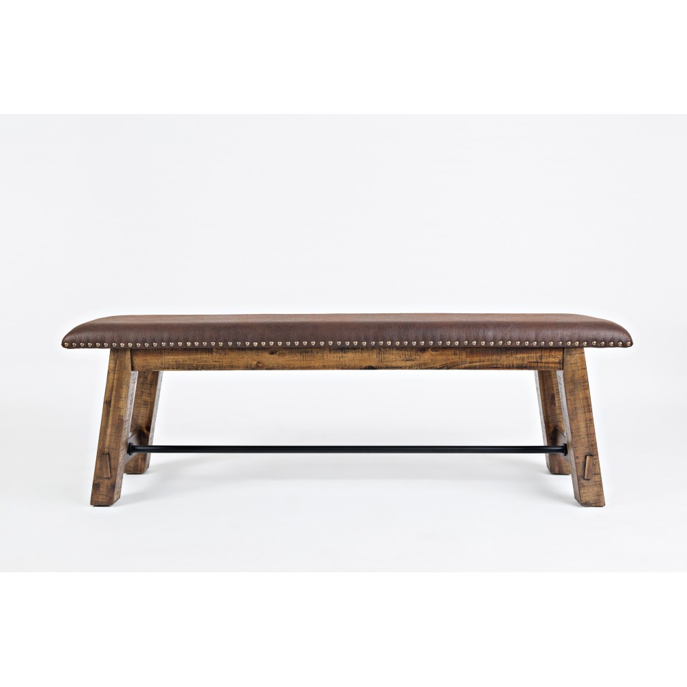 Cannon Valley Distressed Wood Bench with Upholstered Seat