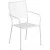 Commercial Grade White Indoor-Outdoor Steel Patio Arm Chair with Square Back